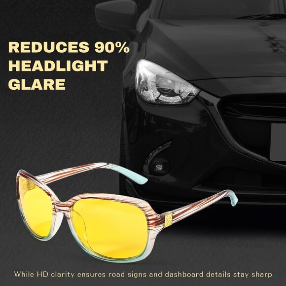 Night Driving Glasses Women Polarized Anti-Glare Yellow Lenses UV400 - Picture 6 of 7